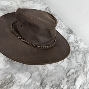Kakadu Traders Australia Brown Leather Braided Band Hat Size XXL Aussie Outback